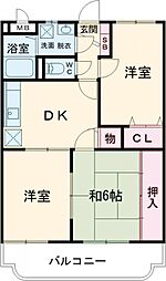 シャトーレK&T 3DKの間取図画像