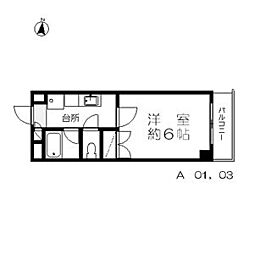 アーバンヒルズ柏木 1階1Kの間取り