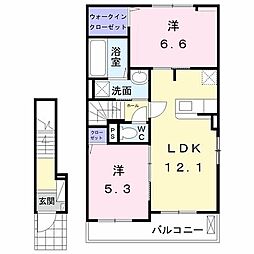 ラフレシー・ルタン3 2LDKの間取図画像
