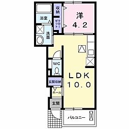 アビテシュシュ 1LDKの間取図画像
