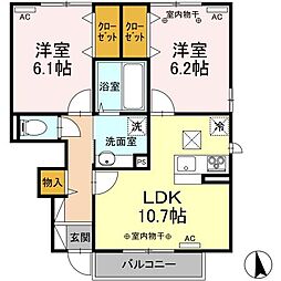 コスモス 2LDKの間取図画像