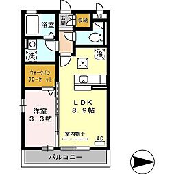 ロイヤルニュータウン 1階1LDKの間取り
