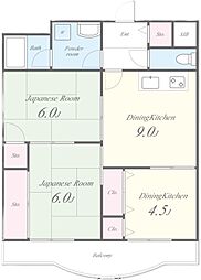 アルブル 2階3DKの間取り