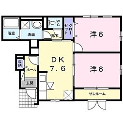 シーサイド　ショコラ 1階2DKの間取り