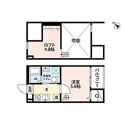 Trois　toiles(トロワゼトワル) 1階1Kの間取り