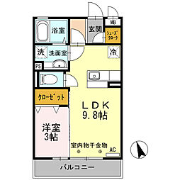 ソレイユ渚 1LDKの間取図画像