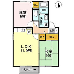 SUNセジュールA 2LDKの間取図画像
