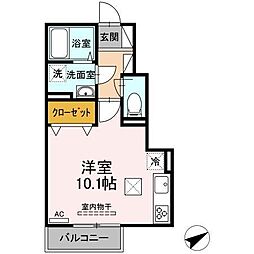 D-room新大村坂口 1階ワンルームの間取り