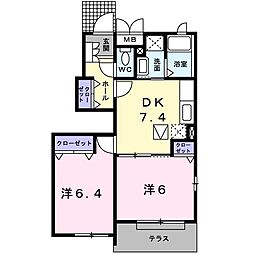 ルーナピエーナ 2DKの間取図画像
