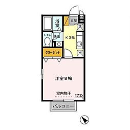 グリーンパレスＨＩＲＯＳＥ　壱番館 2階1Kの間取り