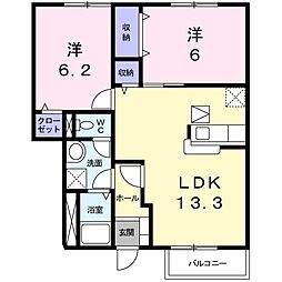トゥルー　スマイルＡ 1階2LDKの間取り