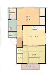 コーポ中的場ＸＩ 2階2DKの間取り