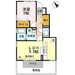 セブン　シー 1階1LDKの間取り