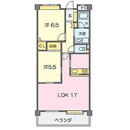 シンシア東山台 2LDKの間取図画像
