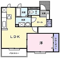 パスタラル 1LDKの間取図画像