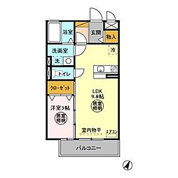 プリンセス 1LDKの間取図画像