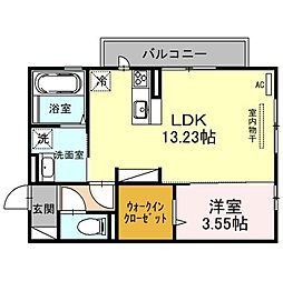 グランデSG 3階1LDKの間取り