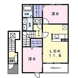 アルカデヌエースD 2LDKの間取図画像