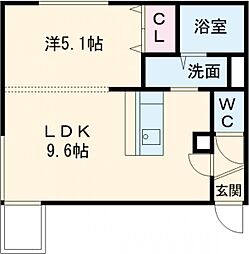 K&M 3階1LDKの間取り