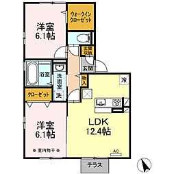 サンシャインガーデンタマガワB 2LDKの間取図画像