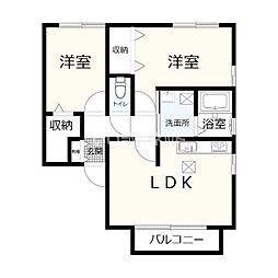 ソレイユ 2階2LDKの間取り