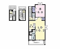 プレウィステリア 1LDKの間取図画像