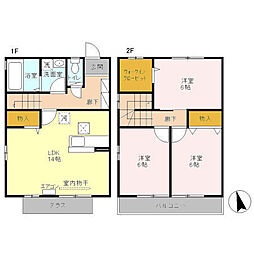 ディアコート金箱　Ａ 1階3LDKの間取り