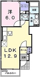 グレイス吉田1番館 1LDKの間取図画像