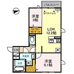 AXAS　8 2階2LDKの間取り