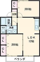 MEMAISON青雲町 2LDKの間取図画像