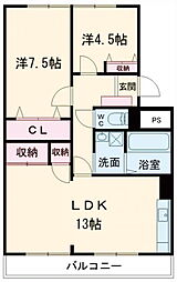 ガーデンテラス田中 2階2LDKの間取り