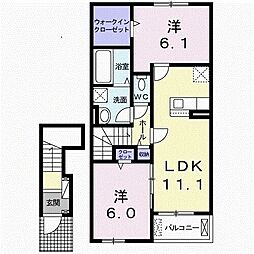 メゾン・ルミナーレB 2LDKの間取図画像