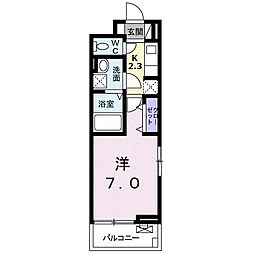 バンブー 1Kの間取図画像