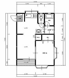 キャッスルI 1階1LDKの間取り