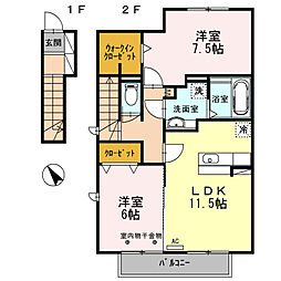 エクセレント ヒルズ 2階2LDKの間取り