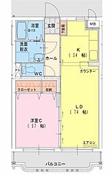 ユーミー綾 3階1LDKの間取り
