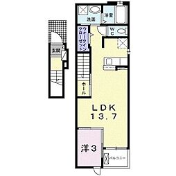 アウローラ 2階1LDKの間取り