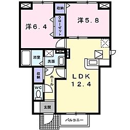ストレリチア・オーガスタ 2LDKの間取図画像