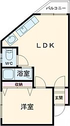 メゾンM2 1DKの間取図画像