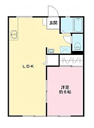 古木ハイツA 1LDKの間取図画像