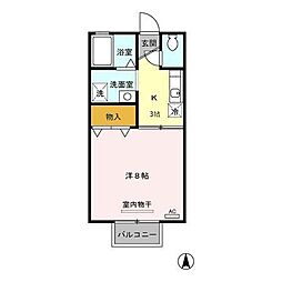 エスポワールK 1Kの間取図画像