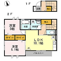 Reveur Constellation　II番館 2階2LDKの間取り
