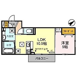 アルエット 1LDKの間取図画像