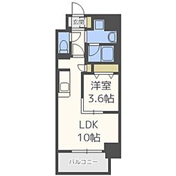 アーバネックス堂島 9階1LDKの間取り