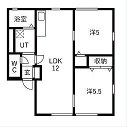 上毛電気鉄道 富士山下駅 徒歩7分の賃貸アパート 1階2LDKの間取り
