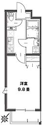 アイビーコート 2階1Kの間取り