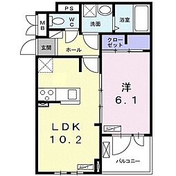 プリムローズ・K 1LDKの間取図画像