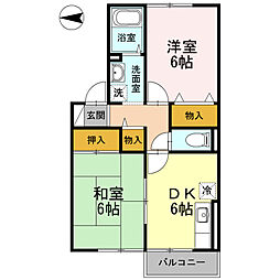 シーサイド瑞穂 2階2DKの間取り