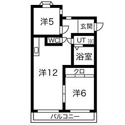 パラシオン萠 2LDKの間取図画像