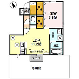 リベルテ・Ｍ　II 1階1LDKの間取り
